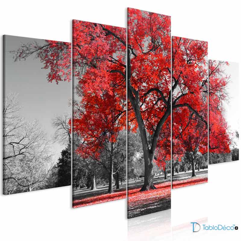Tableau sur toile Arbre Rouge