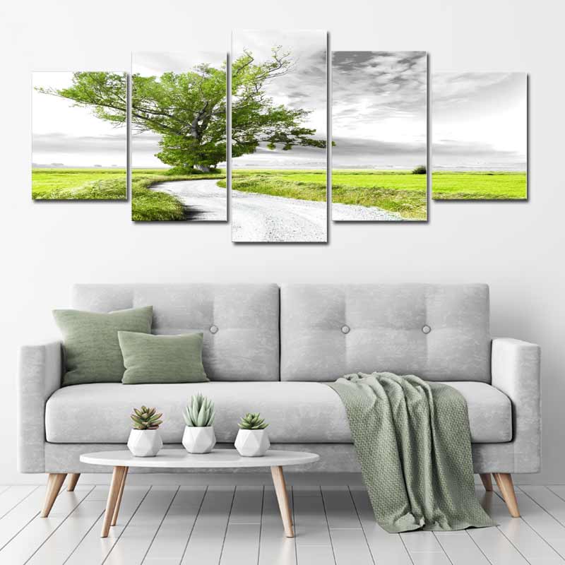 Acheter un Tableau Arbre Vert en 5 parties