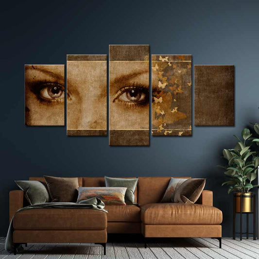 Tableau avec des Yeux en 5 panneaux