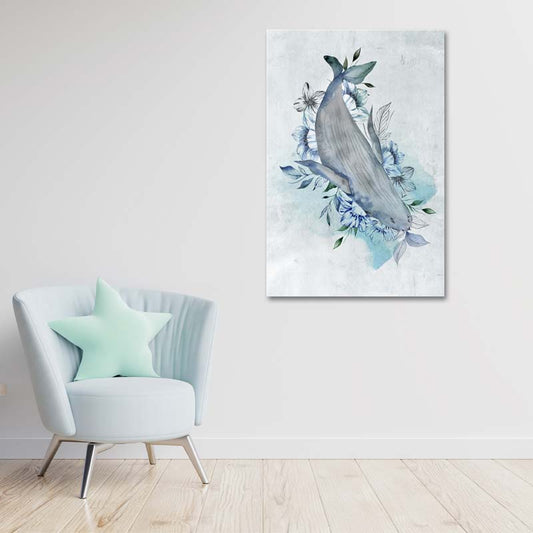 Tableau décoratif sur toile d'une Baleine Bleue