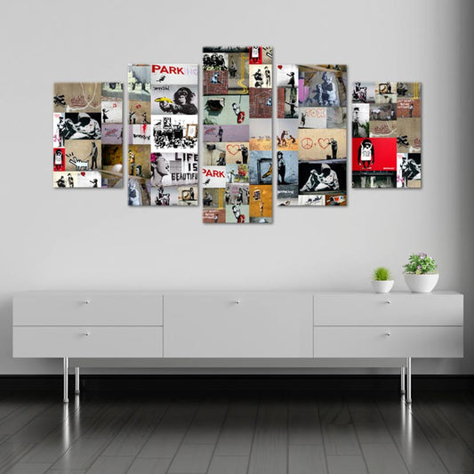 Toile décorative Banksy en 5 parties - TabloDéco.fr