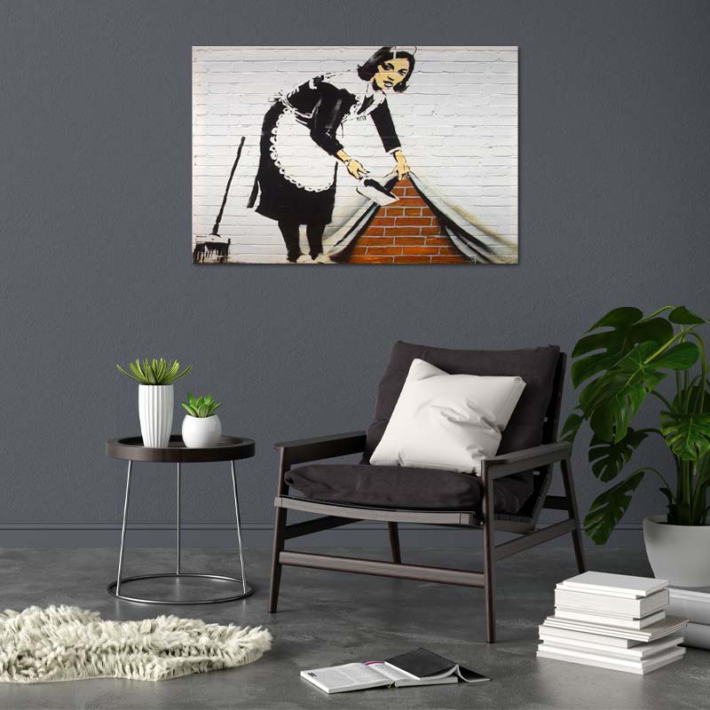 Reproduction sur toile de Banksy Femme de Ménage - TabloDéco.fr