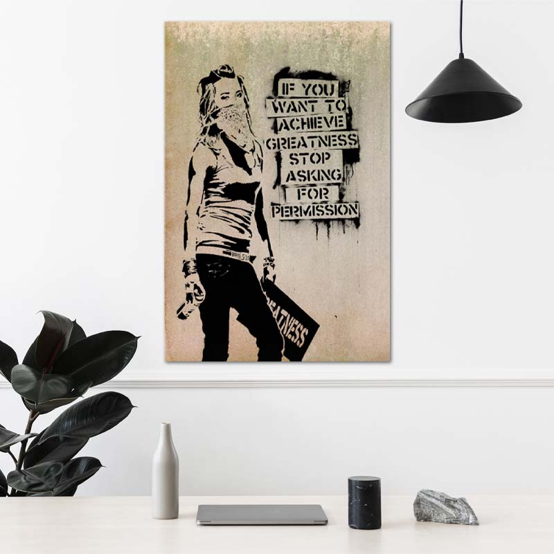 Tableau Banksy "If You Want To Achieve Greatness" - TabloDéco.fr
