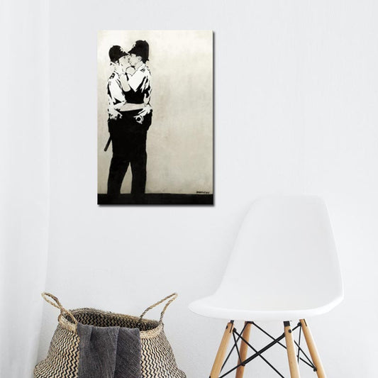 Tableau Banksy Bisou Policiers - TabloDéco.fr