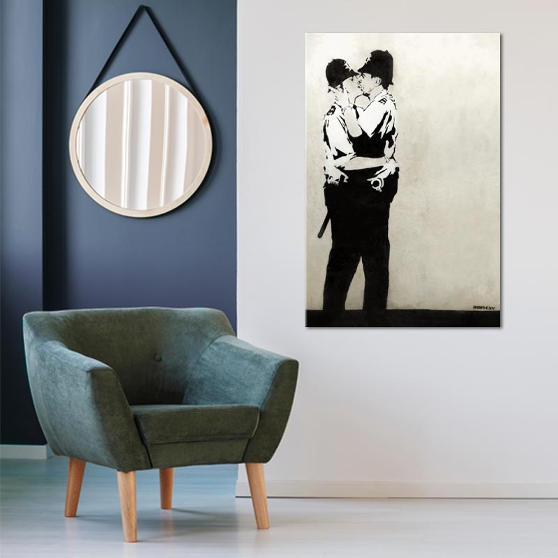 Tableau Banksy "Kissing Coppers" - TabloDéco.fr