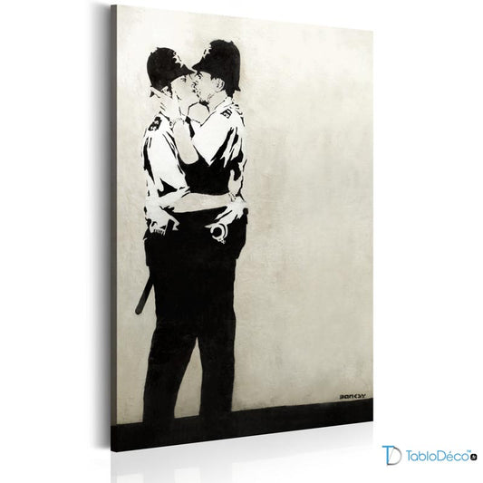 Tableau sur toile Banksy Kissing Coppers - TabloDéco.fr