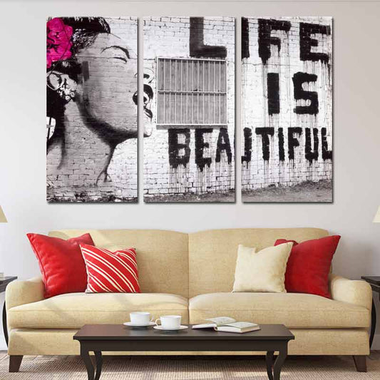 Tableau Banksy la vie est belle