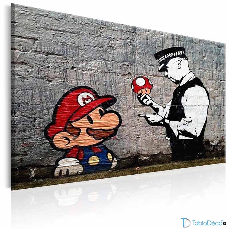 Tableau Banksy Mario et Policier