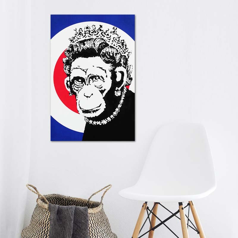 Tableau de décoration Banksy Monkey Queen - TabloDéco.fr