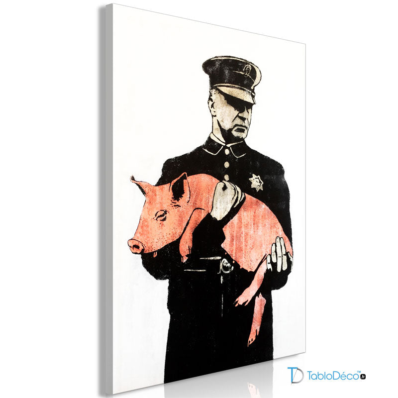 Acheter un reproduction dur toile de "Police Pig" de Banksy - TabloDéco.fr