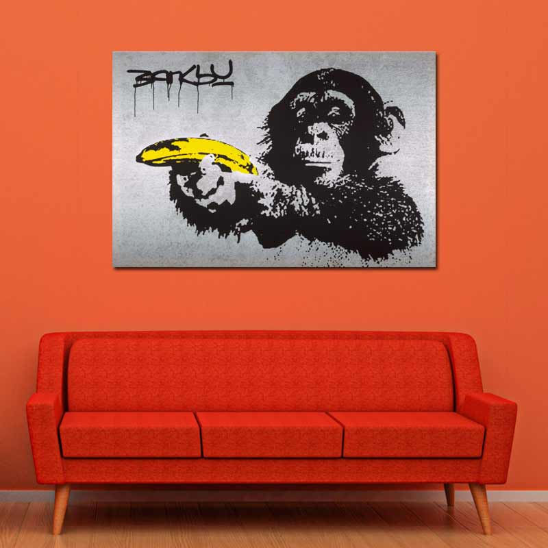 Tableau Décoratif de Banksy du singe à la Banane - TabloDéco.fr