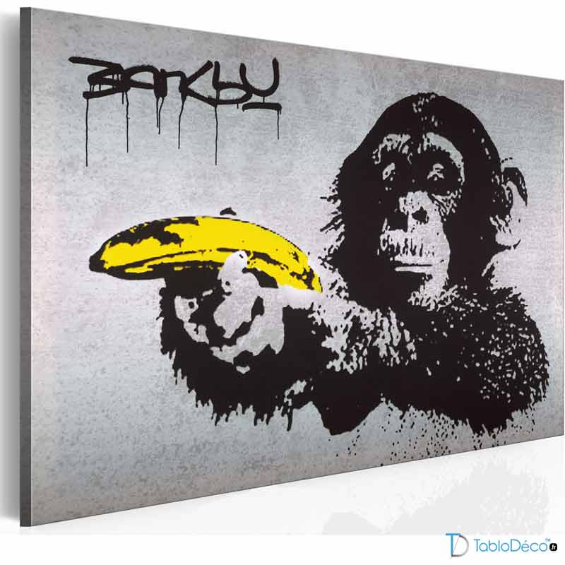 Acheter une reproduction sur toile "Monkey with a gun" de Banksy - TabloDéco.fr