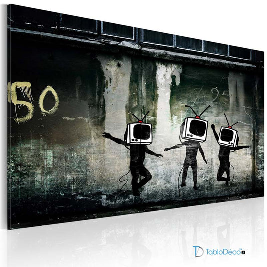 Reproduction sur toile "TV Head" de Banksy - TabloDéco.fr