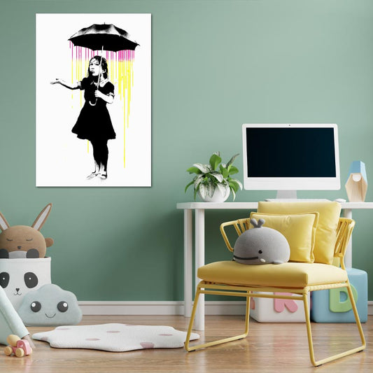 Tableau "La Fille au Parapluie" de Banksy - TabloDéco.fr