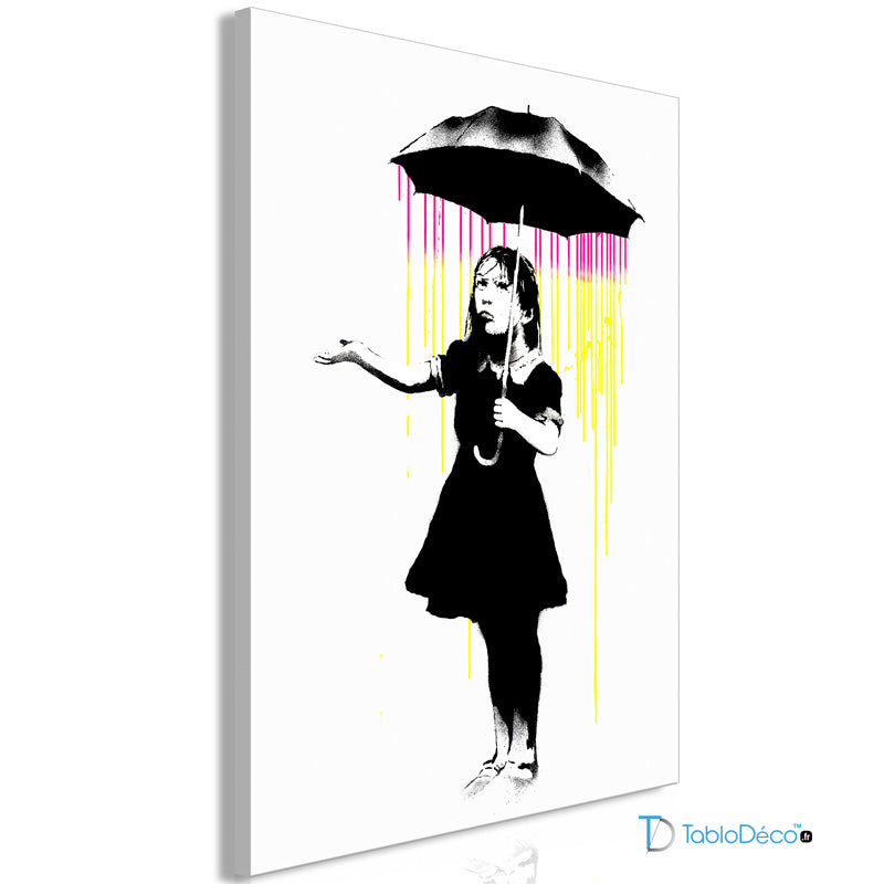 Acheter la Reproduction sur toile de "La Fille au Parapluie" de Banksy - TabloDéco.fr
