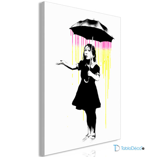 Acheter la Reproduction sur toile de "La Fille au Parapluie" de Banksy - TabloDéco.fr