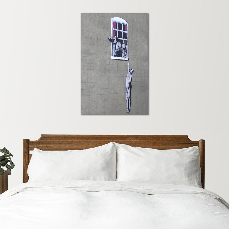 Toile décorative de Banksy "Well Hung Lover" - TabloDéco.fr