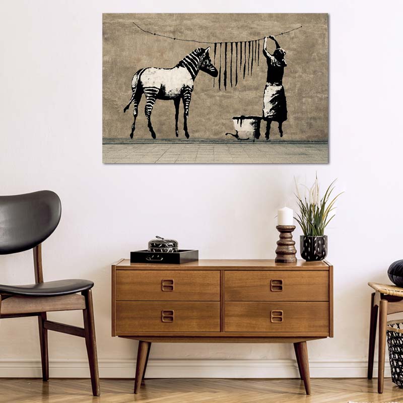 Toile murale de Banksy le Zebra