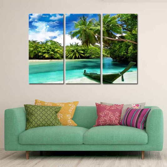 Acheter un Tableau avec Bateau sur la Plage