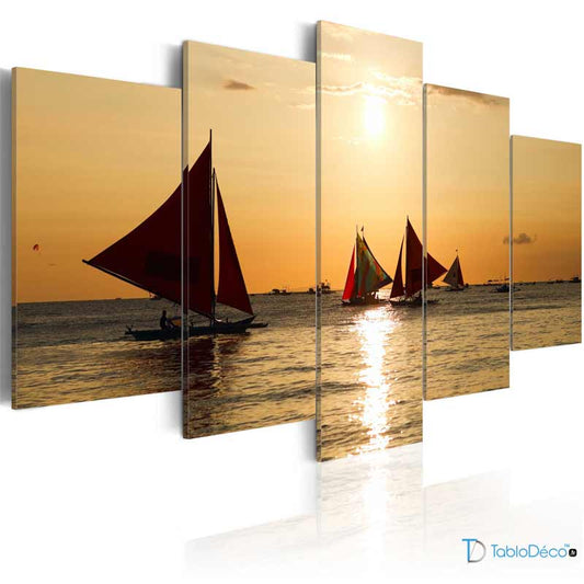Tableau Bateaux à Voiles (5 panneaux)