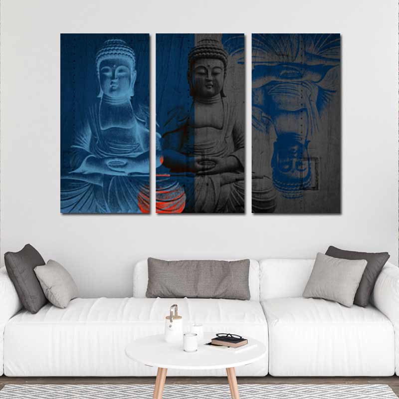 Tableau sur toile en Bouddha 3 parties - TabloDéco.fr