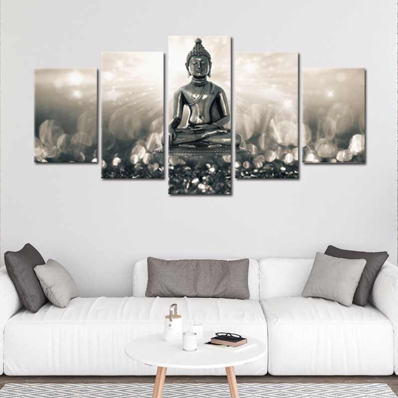 Tableau Déco Bouddha Assis 5 parties - TabloDéco.fr