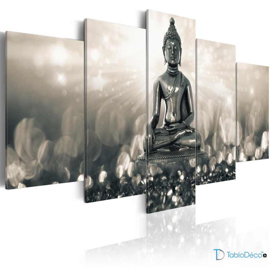 Acheter un Tableau Bouddha Assis 5 panneaux - TabloDéco.fr