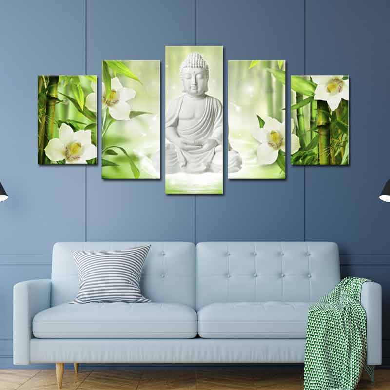 Tableau Bouddha Blanc - TabloDéco.fr