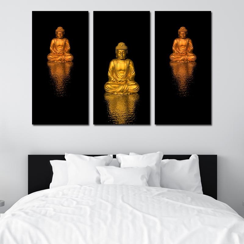 Tableau Décoratif Bouddha Noir et Or - TabloDéco.fr