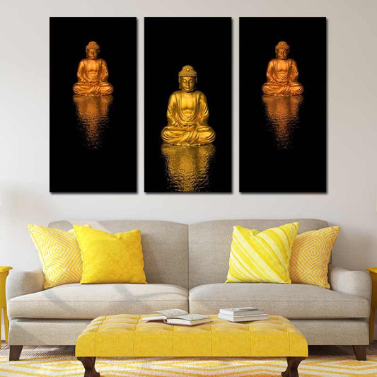 Tableau Bouddha Noir et Or - TabloDéco.fr