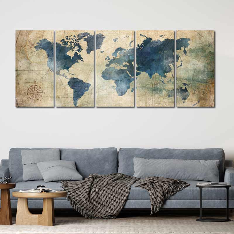 Tableau sur toile Carte du Monde Ancienne