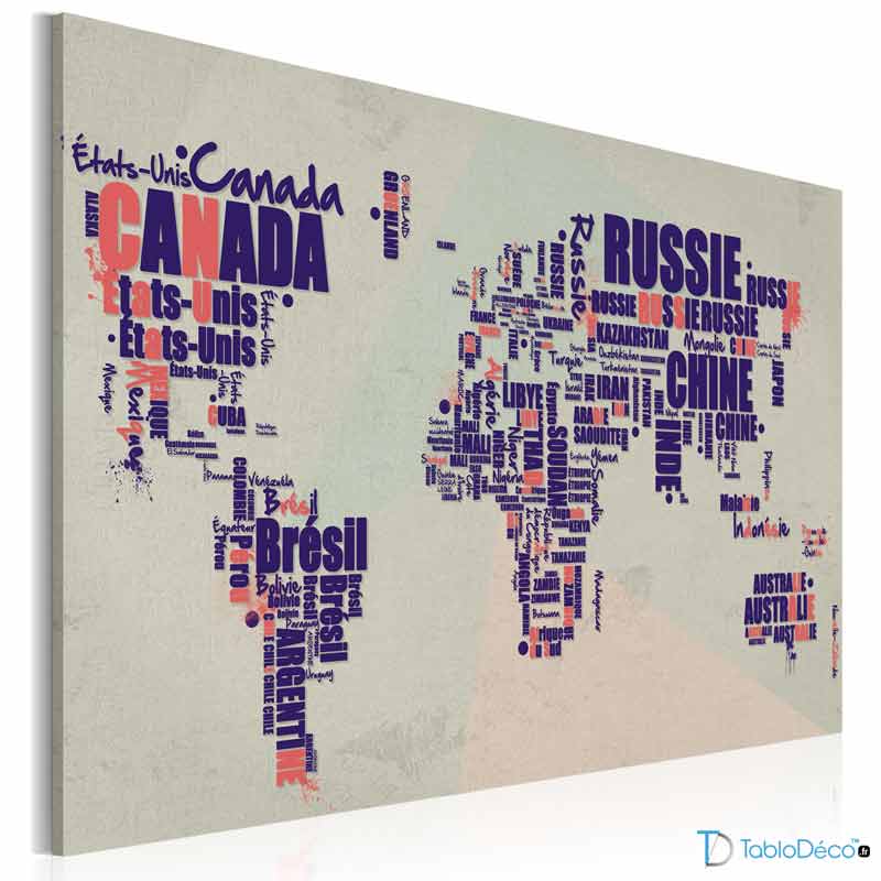 Tableau Carte du Monde Avec Pays