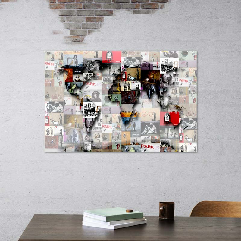 Tableau Carte du Monde Banksy - TabloDéco.fr