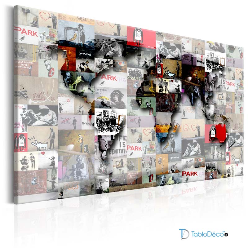 Acheter un Tableau Carte du Monde Banksy - TabloDéco.fr