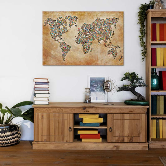 Tableau Carte du Monde Carte Postale - TabloDéco.fr