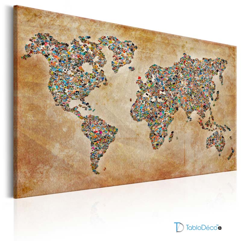 Acheter un Tableau Carte du Monde Carte Postale - TabloDéco.fr