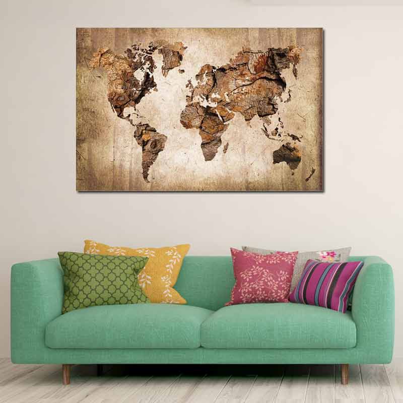 Tableau Carte du Monde en bois - TabloDéco.fr