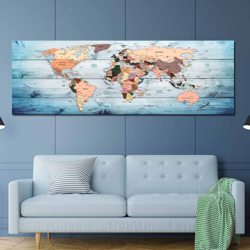 Tableau décoratif Carte du Monde Grand Format