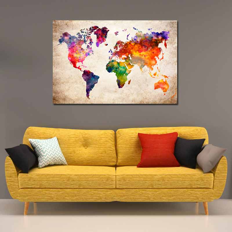 Tableau mural Carte du Monde Multicolore