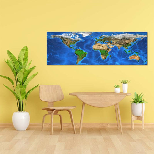 Toile décorative d'une Carte Du Monde Panoramique - TabloDéco.fr