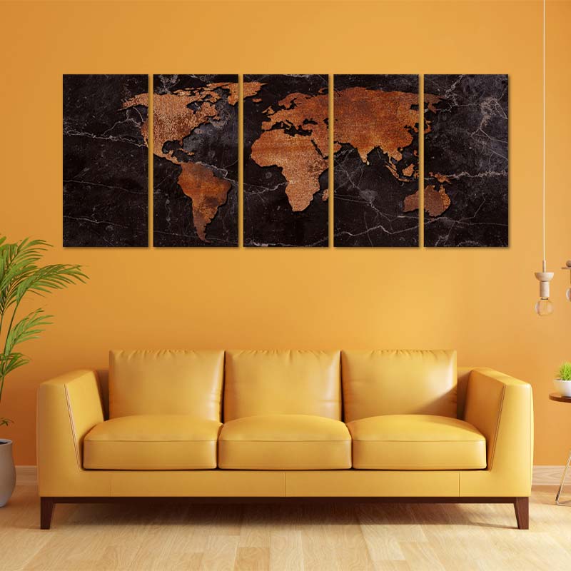 Tableau d'une Carte du Monde Style Industriel - TabloDéco.fr