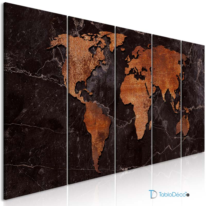 Acheter un Tableau d'une Carte du Monde Style Industriel - TabloDéco.fr