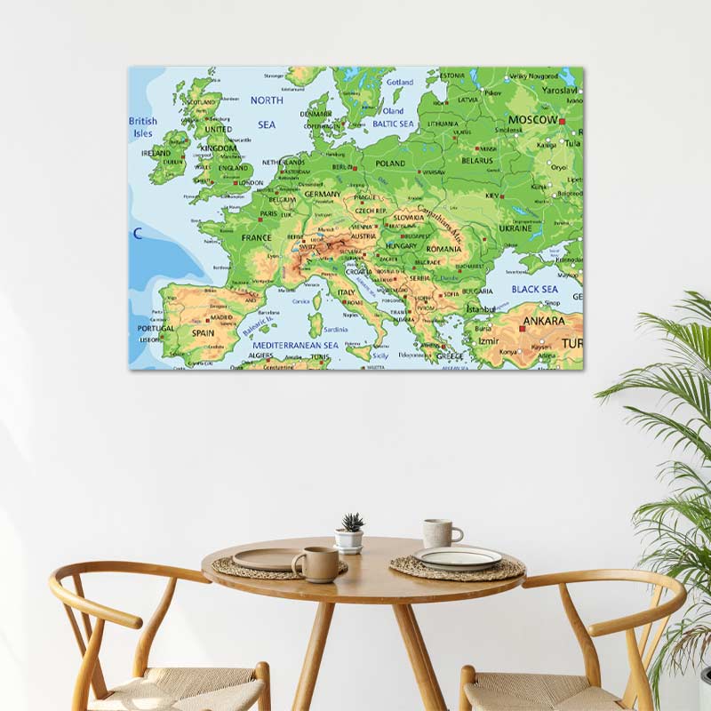 Carte de l'Europe Classique sur toile imprimée - TabloDéco.fr