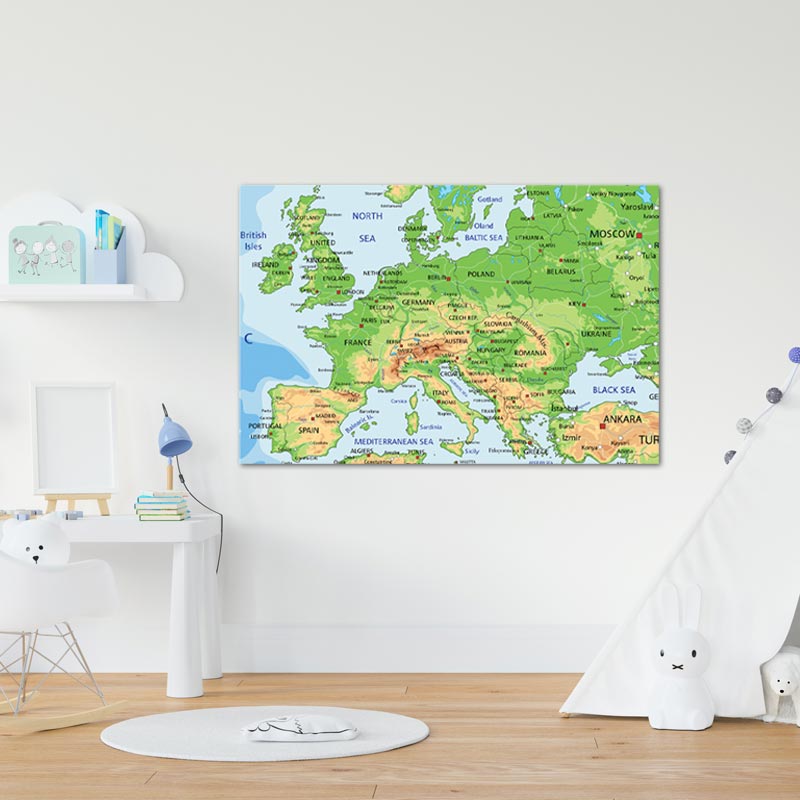 Toile murale d'une Carte de l'Europe Classique - TabloDéco.fr