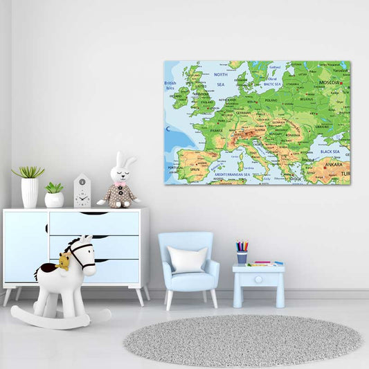 Tableau  Décoratif d'une Carte de l'Europe Classique - TabloDéco.fr