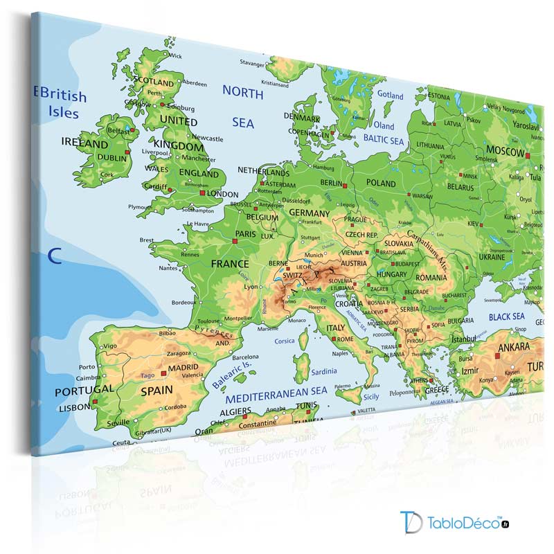 Acheter un Tableau Carte de l'Europe Classique - TabloDéco.fr
