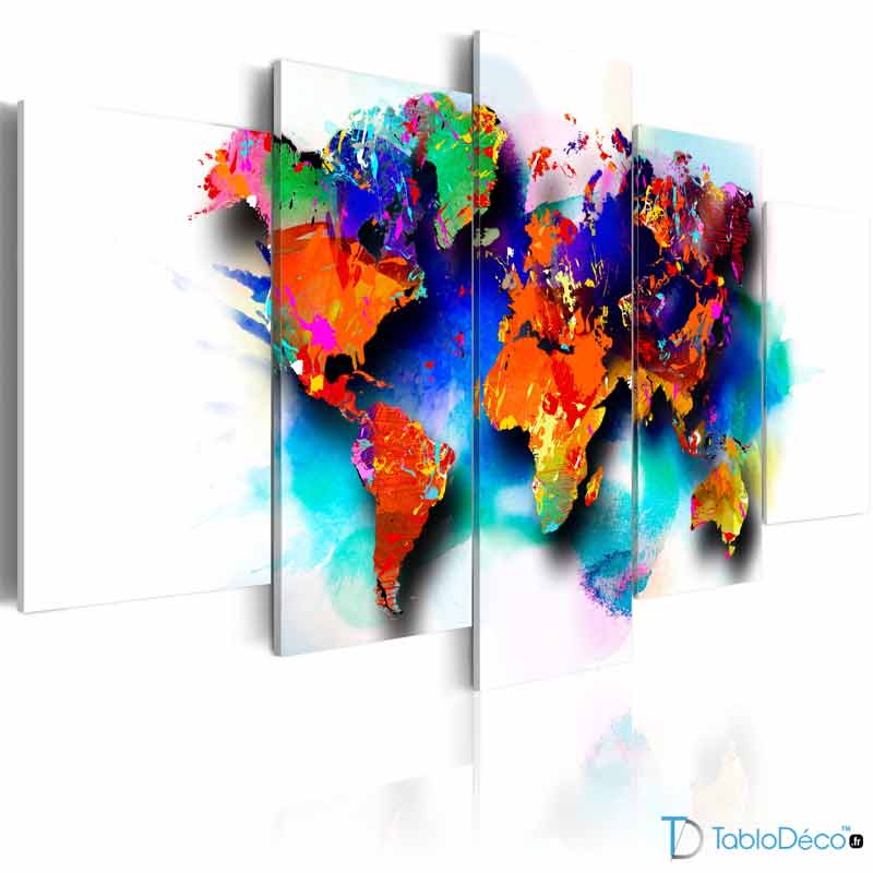 Achat d'un Tableau Carte du Monde Colorée - TabloDéco.fr