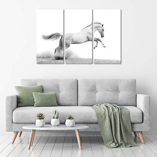 Tableau Cheval Arabe Gris en 3 parties