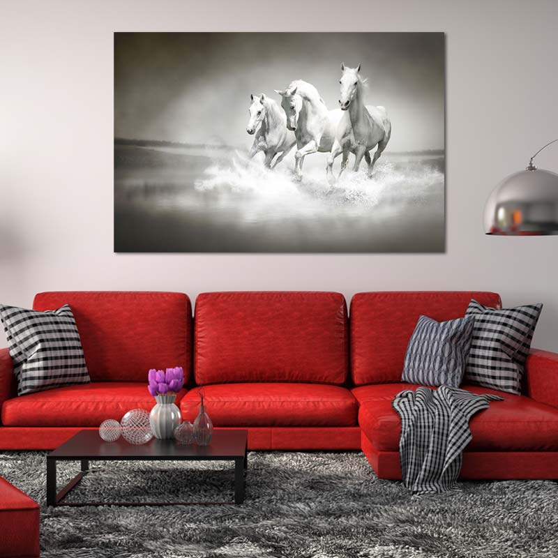 Toile imprimée de Chevaux Camarguais - TabloDéco.fr