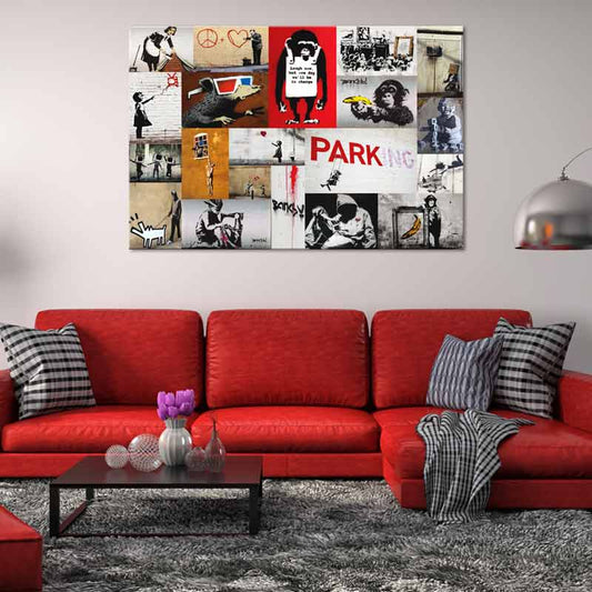 Tableau Collage Street Art Banksy
